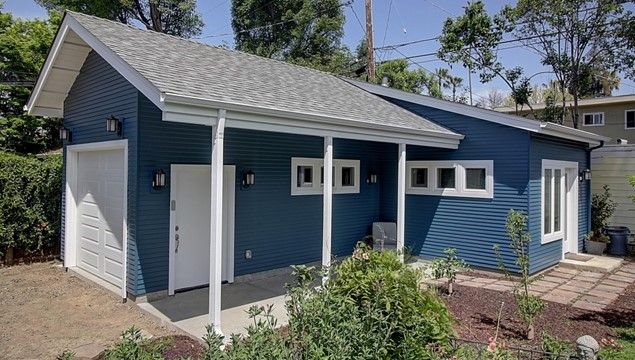 blue and white accessory dwelling unit