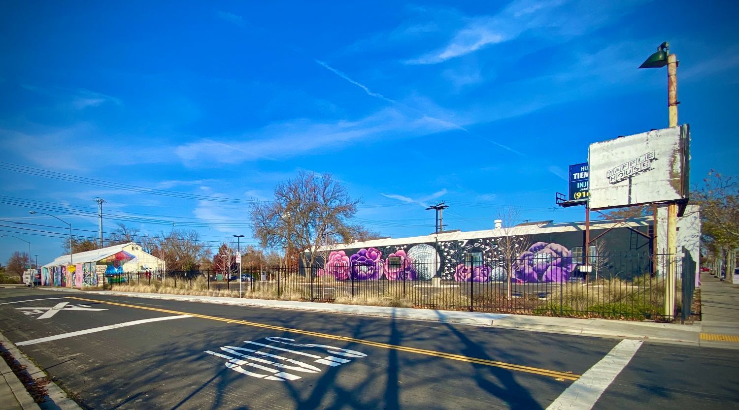 Image of Del Paso Boulevard featuring a building mural