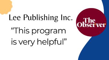 The Observer logo with quote from Lee Publishing Inc “This program is very helpful”