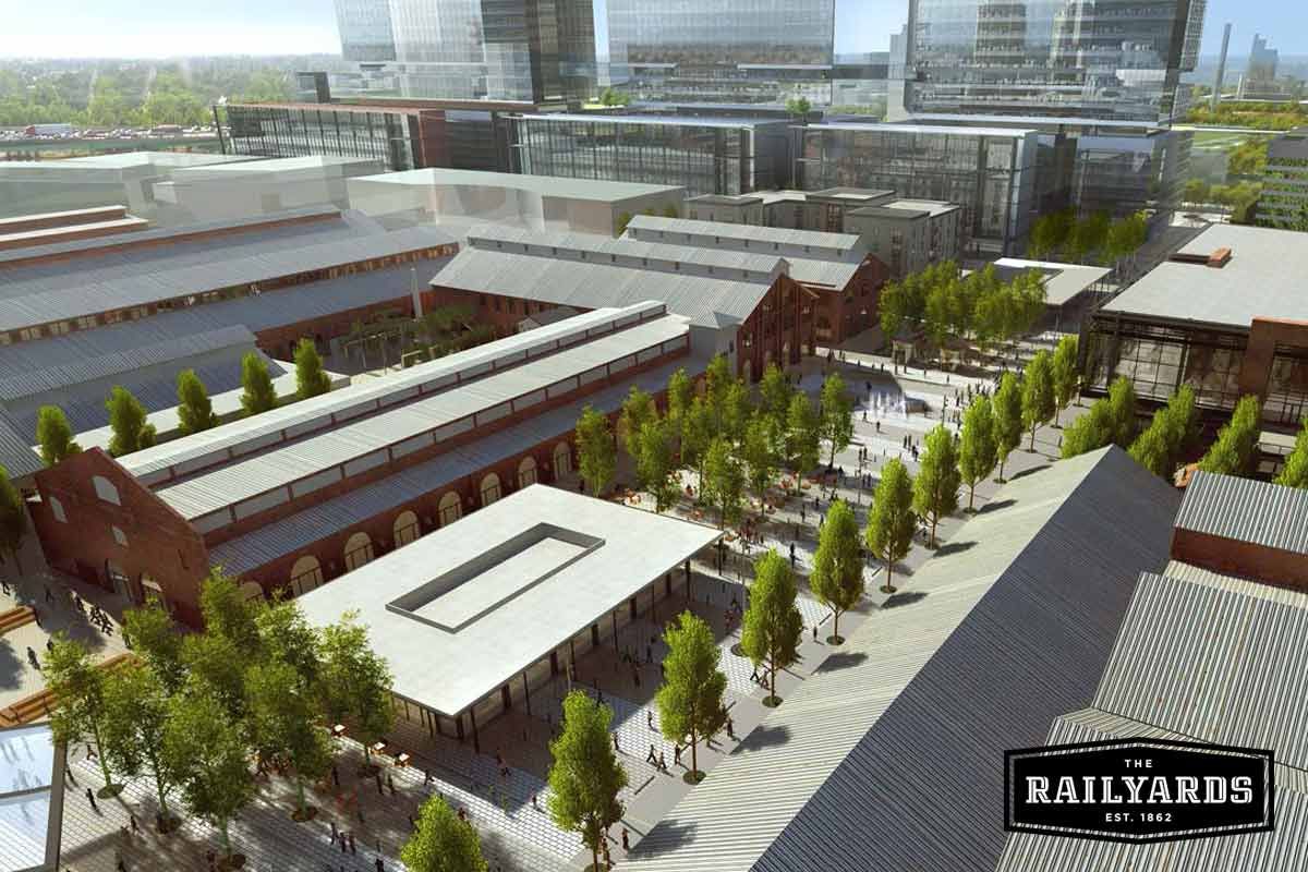 A rendering of development planned at the Railyards.