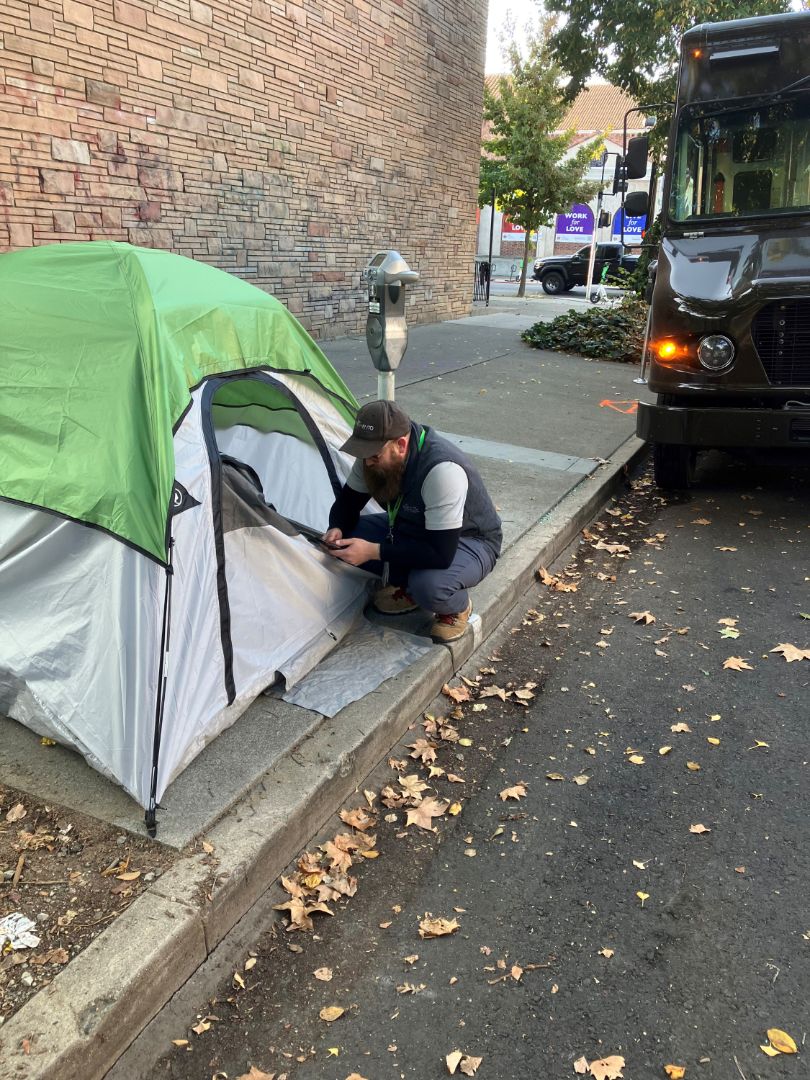 A homeless encampment