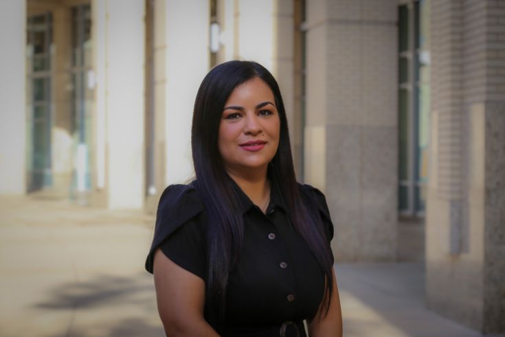 Portrait of Farishta Ahrary in front of New City Hall