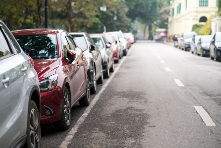 cars parked, street