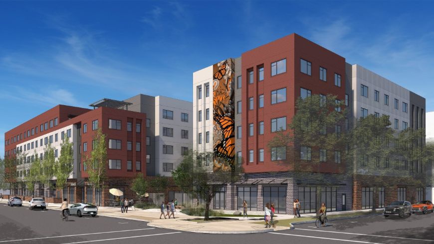 Rendering of the Monarch Project, a mixed-use affordable housing project