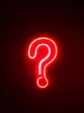 Neon red LED question mark with black background