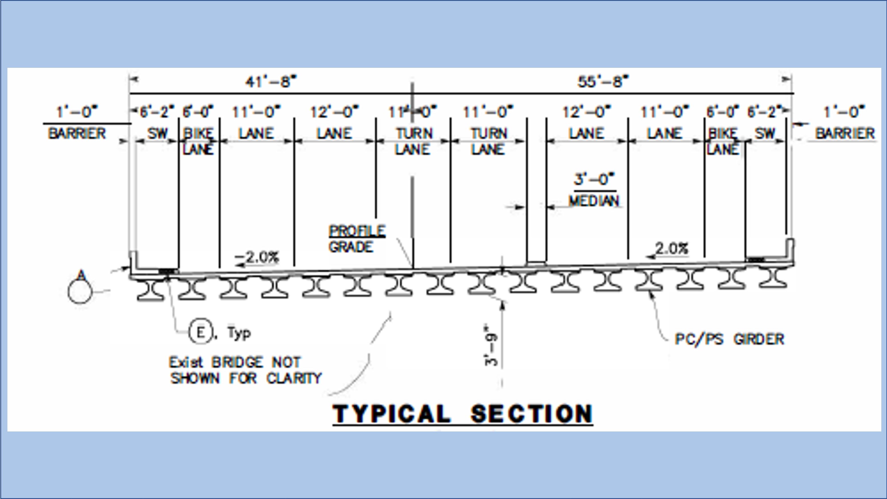 Cross section of the proposed bridge replacement project.