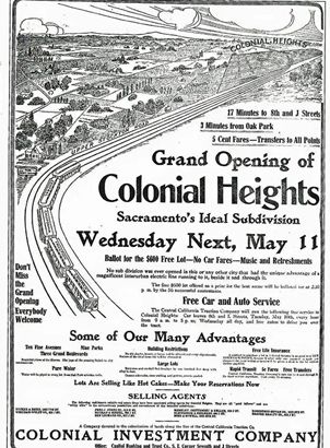 Grand opening of Colonial Heights historical flyer